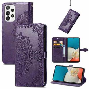 For Samsung Galaxy A53 5G Mandala Flower Embossed Flip Leather Phone Case(Purple)