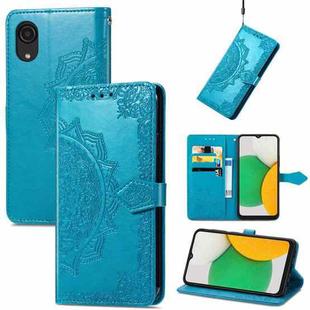 For Samsung Galaxy A03 Core Mandala Flower Embossed Flip Leather Phone Case(Blue)