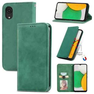 For Samsung Galaxy A03 Core Retro Skin Feel Magnetic Leather Phone Case(Green)