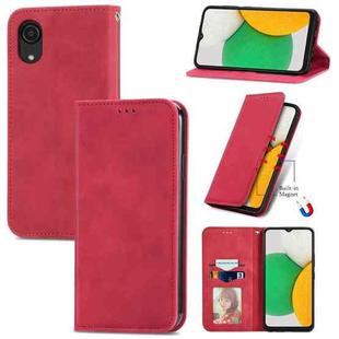 For Samsung Galaxy A03 Core Retro Skin Feel Magnetic Leather Phone Case(Red)