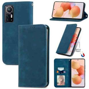 For Xiaomi 12 / 12X Retro Skin Feel Magnetic Flip Leather Phone Case(Blue)
