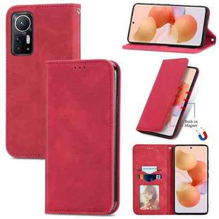For Xiaomi 12 / 12X Retro Skin Feel Magnetic Flip Leather Phone Case(Red)