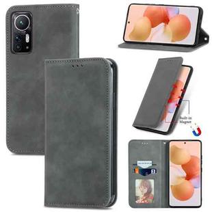 For Xiaomi 12 / 12X Retro Skin Feel Magnetic Flip Leather Phone Case(Grey)