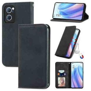 For OPPO Reno7 5G Retro Skin Feel Magnetic Flip Leather Case(Black)