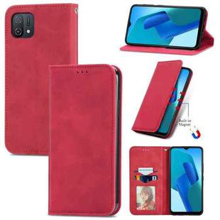 For OPPO A16K Retro Skin Feel Magnetic Flip Leather Case(Red)