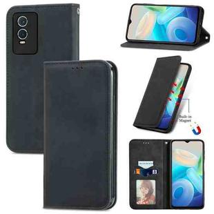 For vivo Y76s Retro Skin Feel Magnetic Flip Leather Case(Black)