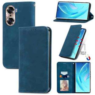 For  Honor 60 Retro Skin Feel Magnetic Horizontal Flip Leather Phone Case(Blue)