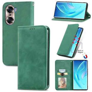 For  Honor 60 Retro Skin Feel Magnetic Horizontal Flip Leather Phone Case(Green)