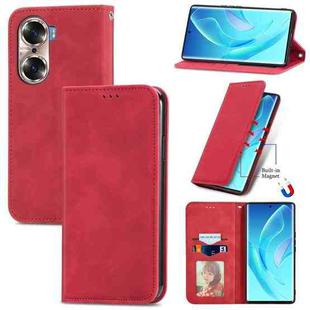 For  Honor 60 Retro Skin Feel Magnetic Horizontal Flip Leather Phone Case(Red)