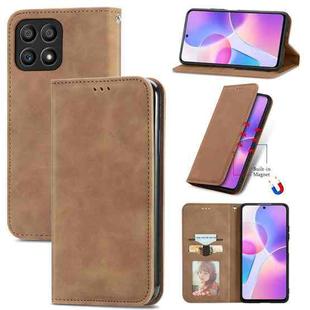 For Honor X30i Retro Skin Feel Magnetic Horizontal Flip Leather Phone Case(Brown)