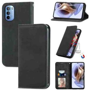 For Motorola Moto G31 Retro Skin Feel Magnetic Horizontal Flip Leather Phone Case(Black)