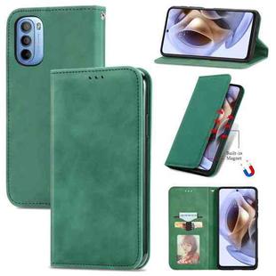 For Motorola Moto G31 Retro Skin Feel Magnetic Horizontal Flip Leather Phone Case(Green)