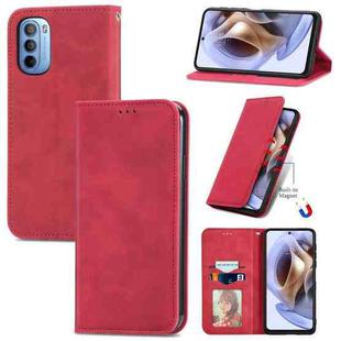 For Motorola Moto G31 Retro Skin Feel Magnetic Horizontal Flip Leather Phone Case(Red)