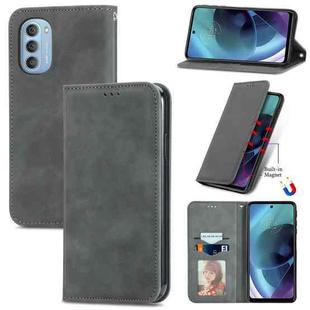 For Motorola Moto G51 Retro Skin Feel Magnetic Horizontal Flip Leather Phone Case(Grey)