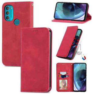 For Motorola Moto G71 5G Retro Skin Feel Magnetic Horizontal Flip Leather Phone Case(Red)