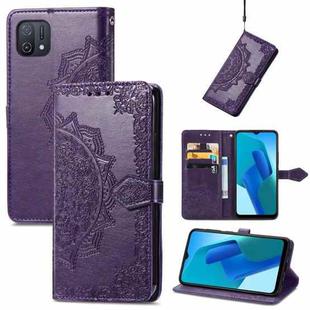 For OPPO A16K Mandala Flower Embossed Flip Leather Phone Case(Purple)