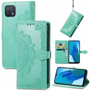 For OPPO A16K Mandala Flower Embossed Flip Leather Phone Case(Green)