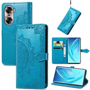 For Honor 60 Mandala Flower Embossed Flip Leather Phone Case(Blue)