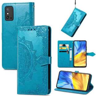 For Honor X10 Max 5G Mandala Flower Embossed Flip Leather Phone Case(Blue)