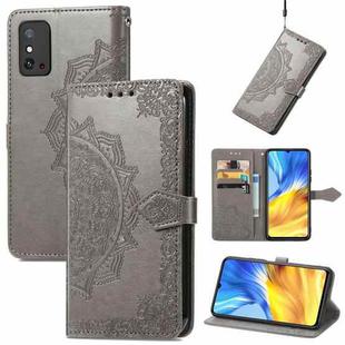 For Honor X10 Max 5G Mandala Flower Embossed Flip Leather Phone Case(Grey)