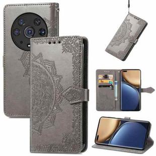 For Honor Magic3 Pro Mandala Flower Embossed Flip Leather Phone Case(Grey)