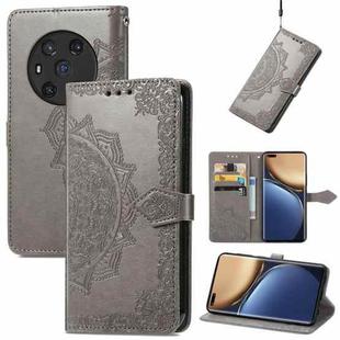 For Honor Magic3 Mandala Flower Embossed Flip Leather Phone Case(Grey)