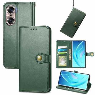 For Honor 60 Solid Color Leather Buckle Phone Case(Green)