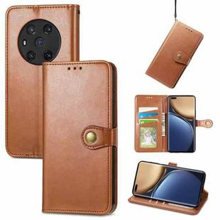 For Honor Magic3 Solid Color Leather Buckle Phone Case(Brown)