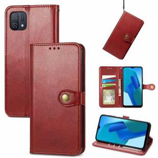 For OPPO A16K Solid Color Leather Buckle Phone Case(Red)