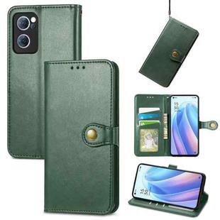 For OPPO Reno7 5G Solid Color Leather Buckle Phone Case(Green)