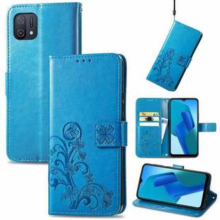 For OPPO A16K Four-leaf Clasp Embossed Buckle Leather Phone Case(Blue)