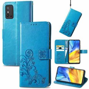 For Honor X10 Max 5G Four-leaf Clasp Embossed Buckle Leather Phone Case(Blue)