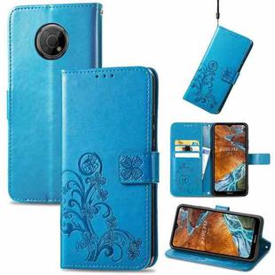 For Nokia G300 Four-leaf Clasp Embossed Buckle Leather Phone Case(Blue)