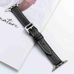 Microfiber Leather Pin Buckle Watch Band For Apple Watch Series 8&7 41mm / SE 2&6&SE&5&4 40mm / 3&2&1 38mm(Black)