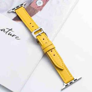 Microfiber Leather Pin Buckle Watch Band For Apple Watch Series 8&7 41mm / SE 2&6&SE&5&4 40mm / 3&2&1 38mm(Yellow)