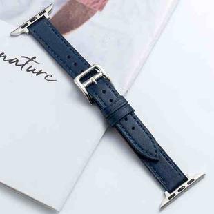 Microfiber Leather Pin Buckle Watch Band For Apple Watch Ultra 49mm / Series 8&7 45mm / SE 2&6&SE&5&4 44mm / 3&2&1 42mm(Dark Blue)