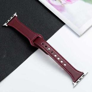 Microfiber Leather Watch Band For Apple Watch Ultra 49mm / Series 8&7 45mm / SE 2&6&SE&5&4 44mm / 3&2&1 42mm(Wine Red)
