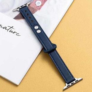 Microfiber Leather Double Buckle Watch Band for Apple Watch Series 8&7 41mm / SE 2&6&SE&5&4 40mm / 3&2&1 38mm (Dark Blue)