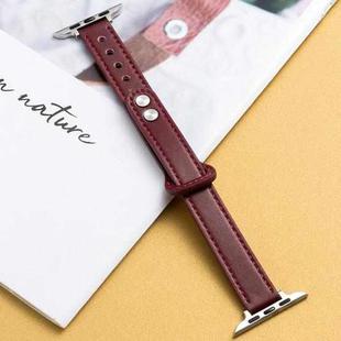 7 45mm / 6&SE&5&4 44mm / 3&2&1 42mm Microfiber Leather Car Line Small Waist Double Buckle Watch Band(Wine Red)