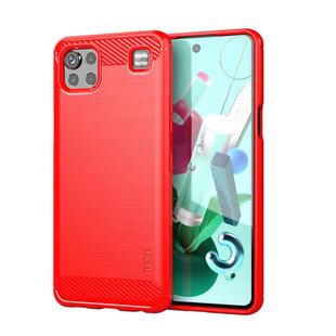 For LG K92 MOFI Gentleness Brushed Carbon Fiber Soft TPU Case(Red)