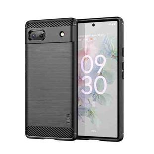 For Google Pixel 6A MOFI Gentleness Brushed Carbon Fiber Soft TPU Case(Black)