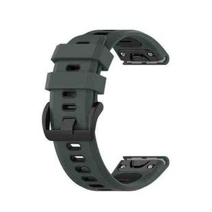 For Garmin Fenix 7X 26mm Two-color Silicone Jack Watch Band(Dark  Green Black)
