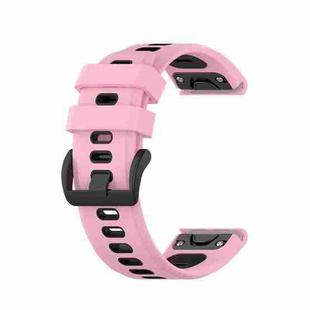 For Garmin Fenix 7X 26mm Two-color Silicone Jack Watch Band(Pink Black)