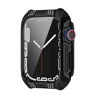 For Apple Watch Series 8 / 7 45mm Armor Diamond PC Toughened Film Integrated Protective Case(Black)