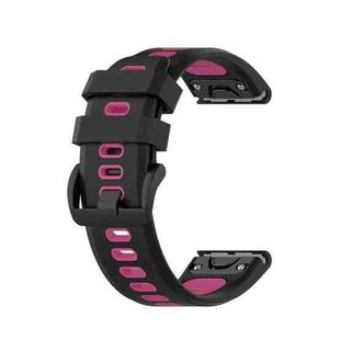 For Garmin Fenix 7 22mm Two-color Silicone Jack Watch Band(Black Magenta)