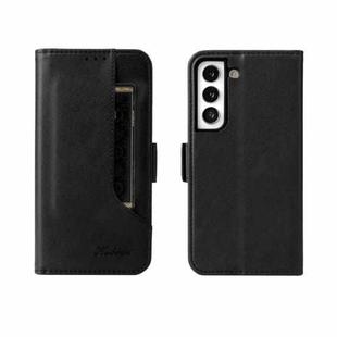 For Samsung Galaxy S22 5G Dual Buckle Card Wallet Calf Leather Phone Case(Black)