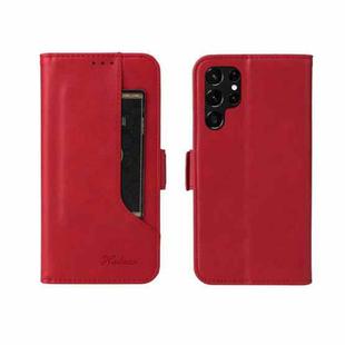 For Samsung Galaxy S22 Ultra 5G Dual Buckle Card Wallet Calf Leather Phone Case(Red)