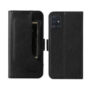 For Samsung Galaxy A71 4G Dual Buckle Card Wallet Calf Leather Phone Case(Black)