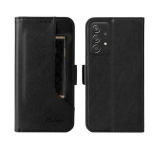 For Samsung Galaxy A52  5G / 4G Dual Buckle Card Wallet Calf Leather Phone Case(Black)