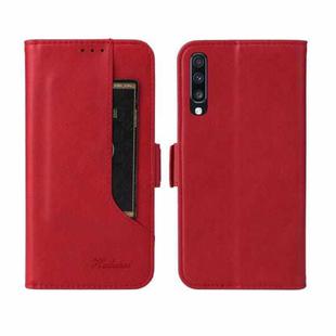 For Samsung Galaxy A50 Dual Buckle Card Wallet Calf Leather Phone Case(Red)